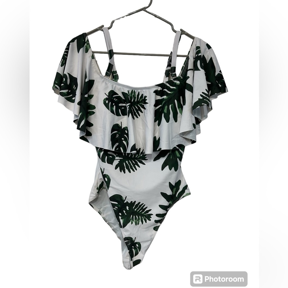 Women’s Swimsuit Green & White Size M